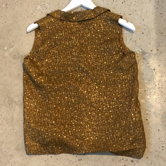 Rochas FW/12 Metallic Gold Geometric-Jacquard Sleeveless Blouse - Picture 2 of 8